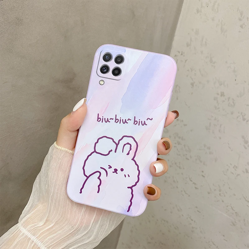 

Square Painting Love Heart Cute Cartoon Pattern Phone Case For Samsung Galaxy A12 5G A125 M12 F12 Silicone Anti-drop Back Cover