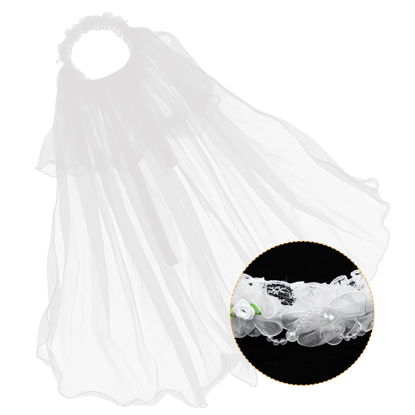 

Veil Headband Flower Wreathheadpiece Garland White Wedding Bride Children Headdress Girlskidsholy 1St Communion Floral