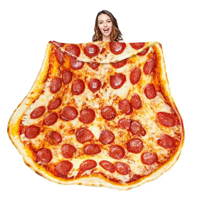 

Soft Throw Blanket Soft Double Sided Pizza Waffles Throw Blanket Novelty Flannel Blanket Decorative For Apartment Shop Hotel