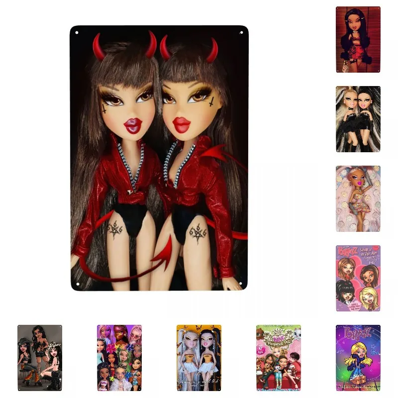 Bratz Devil Twins Signs Custom Retro Cartoon Tv Movie Metal Plaque for Club Cafe Restaurant Man Cave Bar Wall Decor