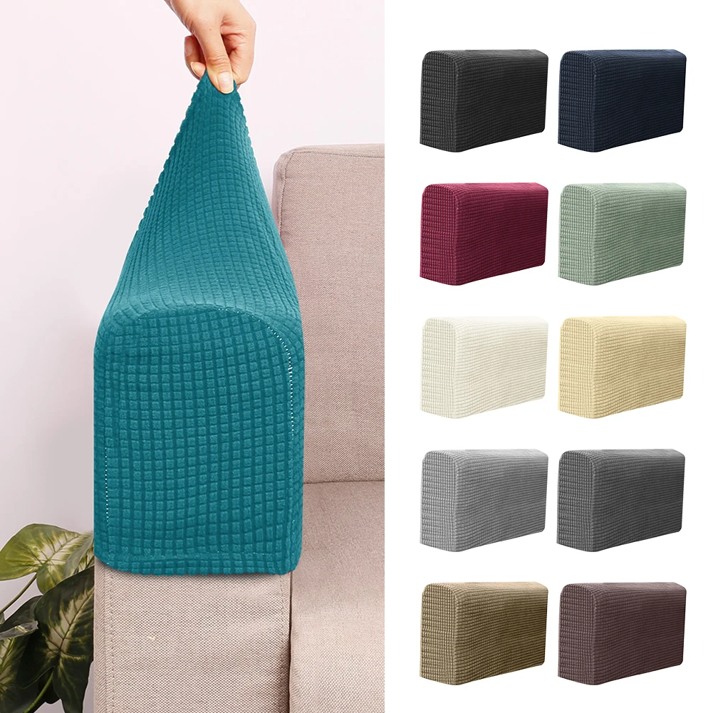 

2pcs/pack Home Couch Solid For Sofa Armchair Slipcover Armrest Cover Non Slip Recliner Arm Cap Protective Living Room Stretchy