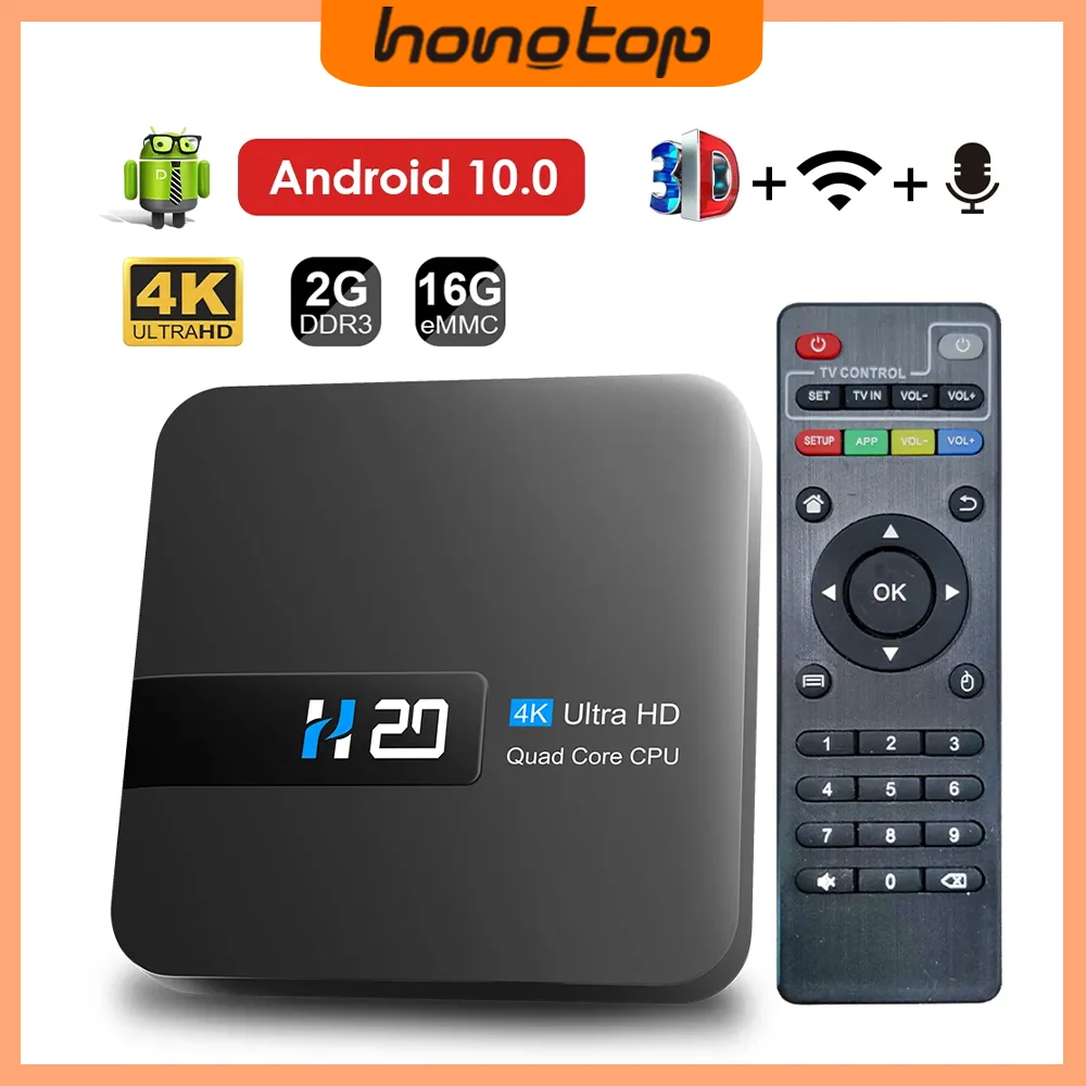 Приставка Смарт-ТВ HONGTOP H20, Android 10,0, 2 + 16 ГБ, 4K HD, H.265 ...