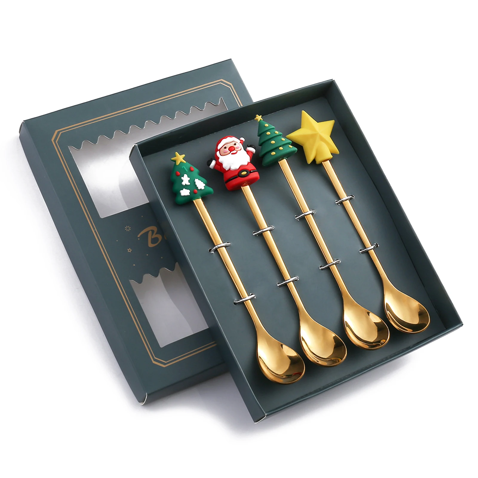 

Набор рождественских ложек из нержавеющей стали, 4 шт.