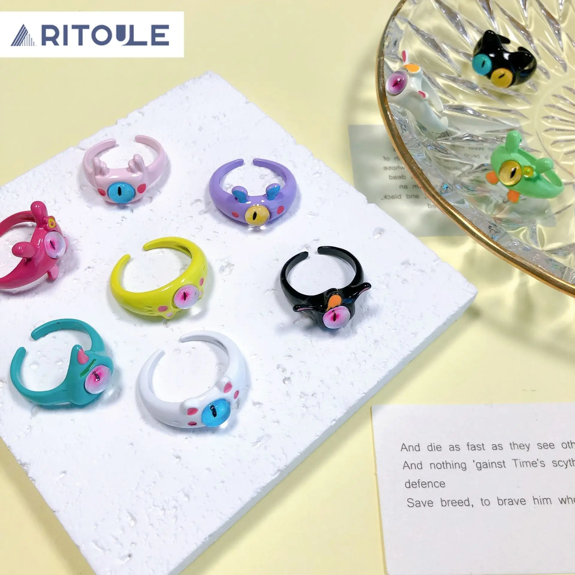 Маленький Монстр с милыми глазами милое Открытое кольцо призрак лошадь