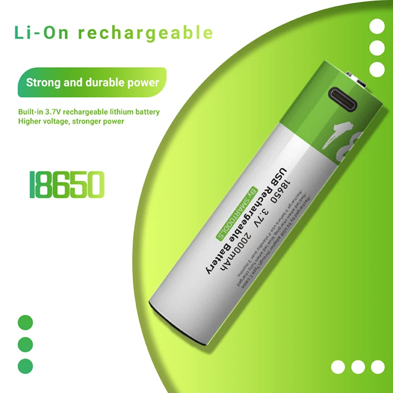 

18650 usb rechargeable battery 2000mAh 3.7V lithium battery suitable for battery pack assembly pilha recarregável batterie