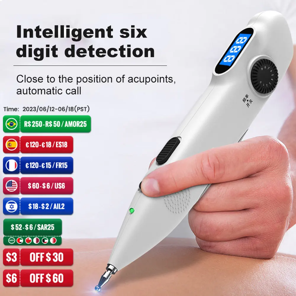 

Электрическая акупунктурная ручка автоматический поиск точки массажер для тела устройство стимулятор мышц терапия USB перезаряжаемая акуп...