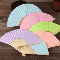 7 inch paper folding fan wooden bamboo folding fan home decor for calligraphy painting wedding party decorations