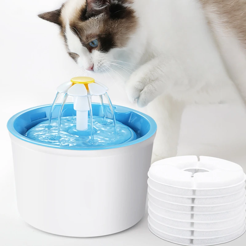 

Automatic Pet Cat Water Fountain with LED Lighting 5 Pack Filters 1.6L USB Dogs Cats Mute Drinker Feeder Bowl Drinking Dispenser