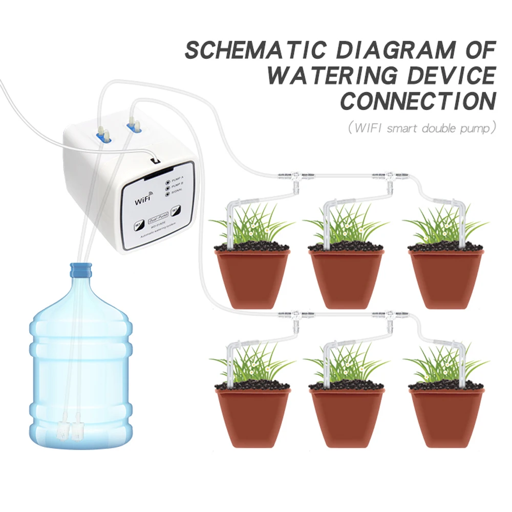 WIFI Intelligent Watering Device Double Pump Timed Automatic Drip Irrigation System Remote APPController for Garden Plant Flower |