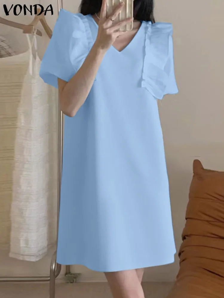 

Модный женский летний сарафан с оборками, модель 2023 года, модное женское платье с V-образным вырезом, яркое богемное платье, женское пляжное платье