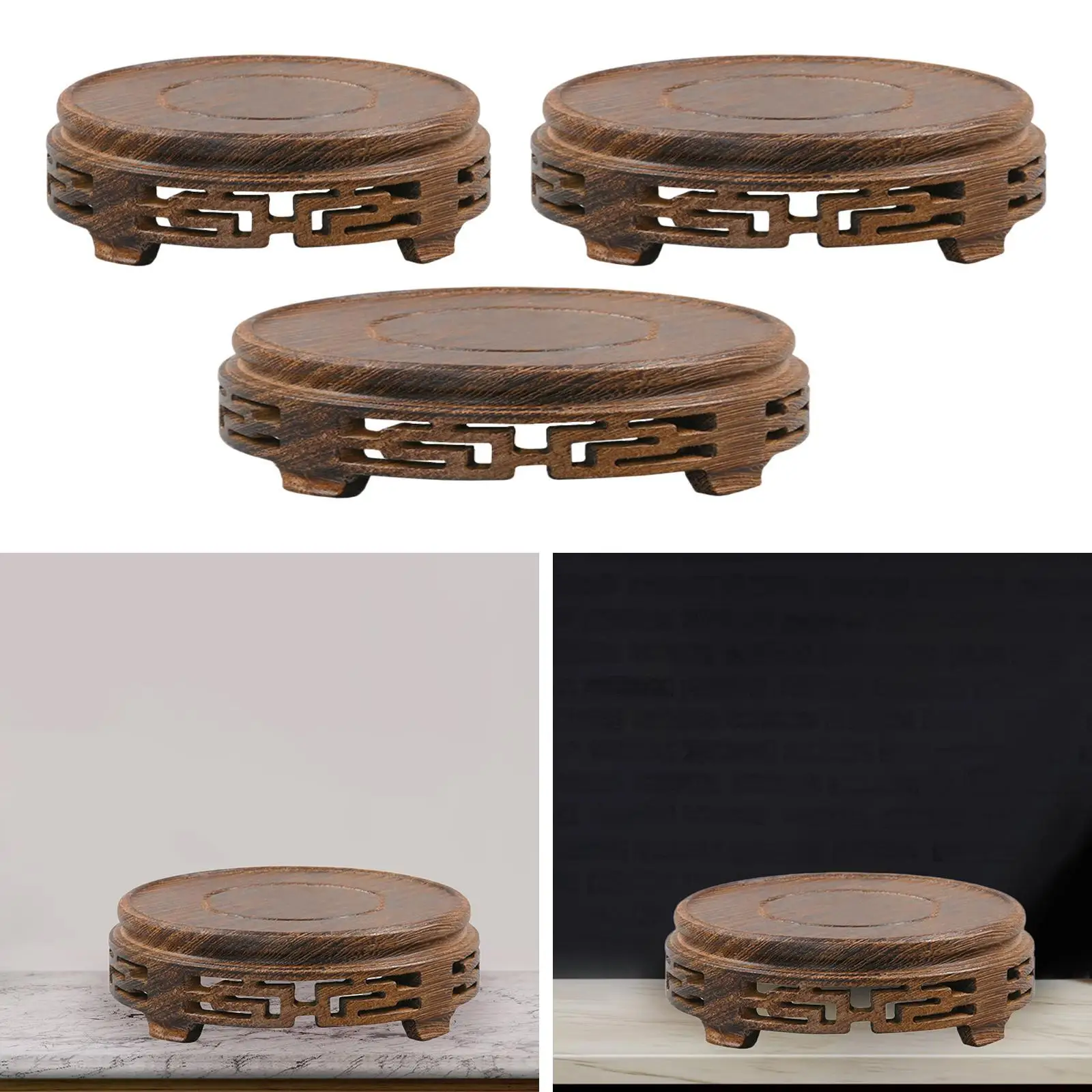 Круглая подставка для орнаментов деревянная цветов ретро-дизайн декоративная