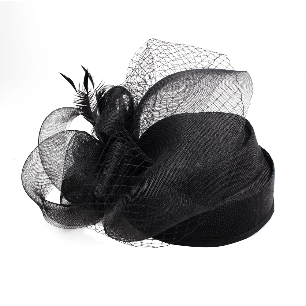 Женская имитация Sinamay Fascinator Hat с перьями для чаепития таблеточная коробка цветком