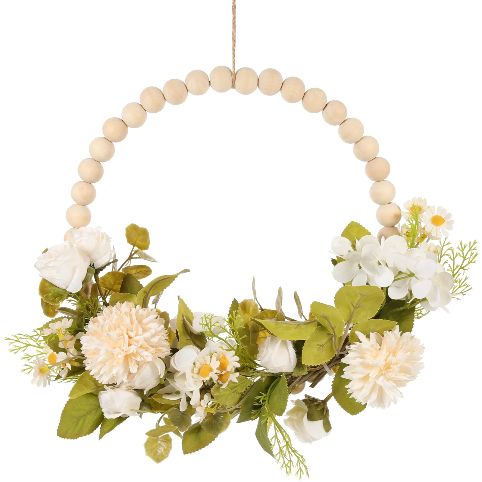 

Faux Wood Bead Garland Door Hanging Decor Farmhouse Pendant Wedding Wooden Outdoor Table Circle Bride Vintage