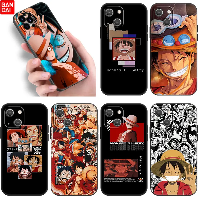 

Anime One Piece Monkey D. Luffy Smile Case For Apple iPhone 11 12 13 Mini Pro 7 8 XR X XS MAX 6 6S Plus 5 5S SE 2020 Black Cover