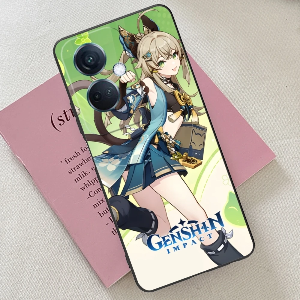 Genshin Impact Kirara мобильный телефон для OPPO Find X5 X3 X2 A93 Reno 8 7 Pro A74 A72 A53 черный мягкий чехол