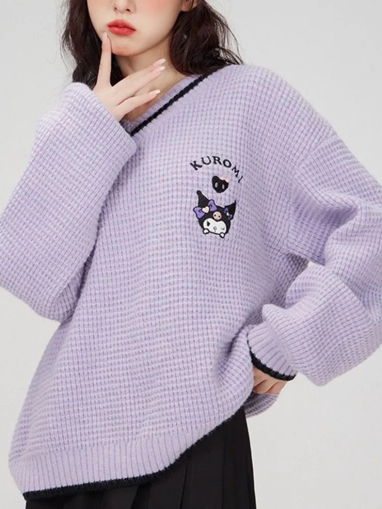 

Deeptown Y2k Preppy Style School Student Kawaii Cute Cartoon Sweater Soft Girl Sweet College Style Top Pullovers 2023 Autumn