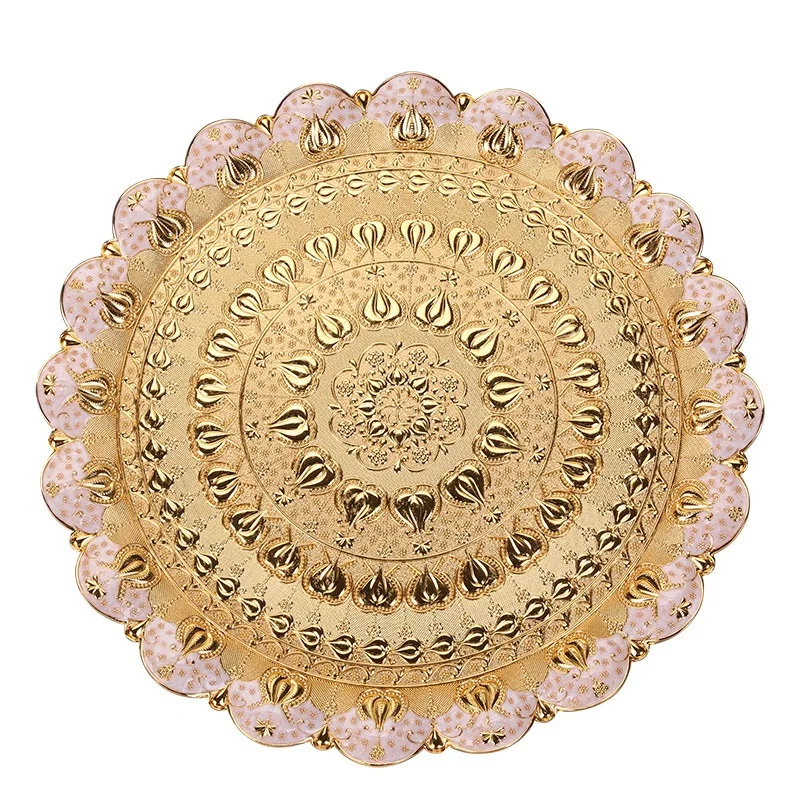 

Тарелка из сплава в скандинавском стиле, современный поднос с орнаментом, креативный Декор для дома, ювелирные изделия, чайный чайник, тарел...