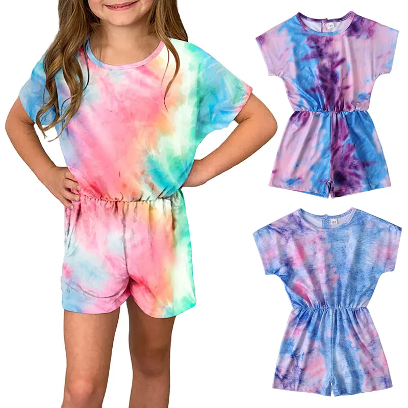 

Summer Girls Playsuit Jumpsuit Onepiece Tie-dyed Girls Clothing