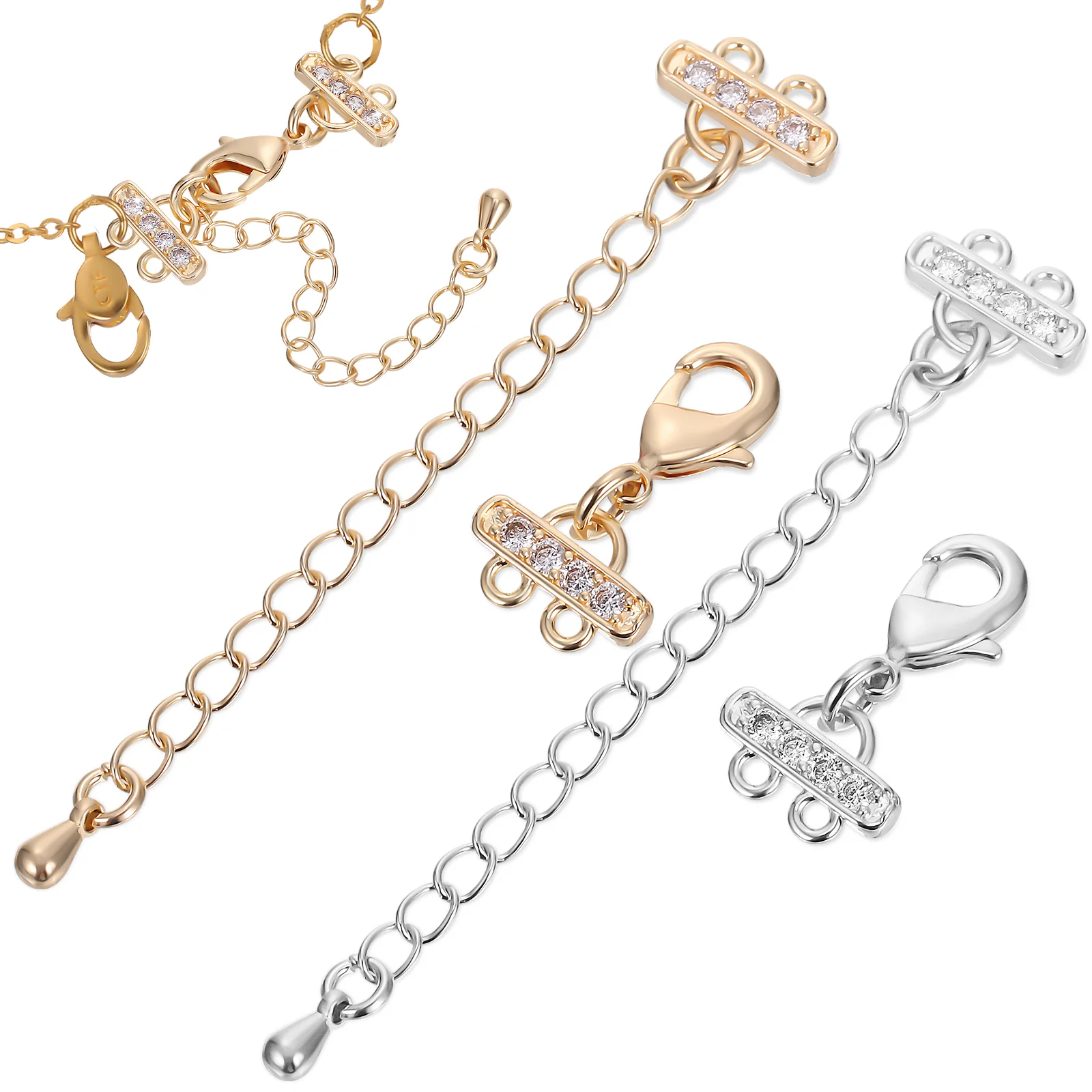 

10 Pcs Necklace Extenders Choker Jewelry Lobsters Clasps Copper Chain Necklaces