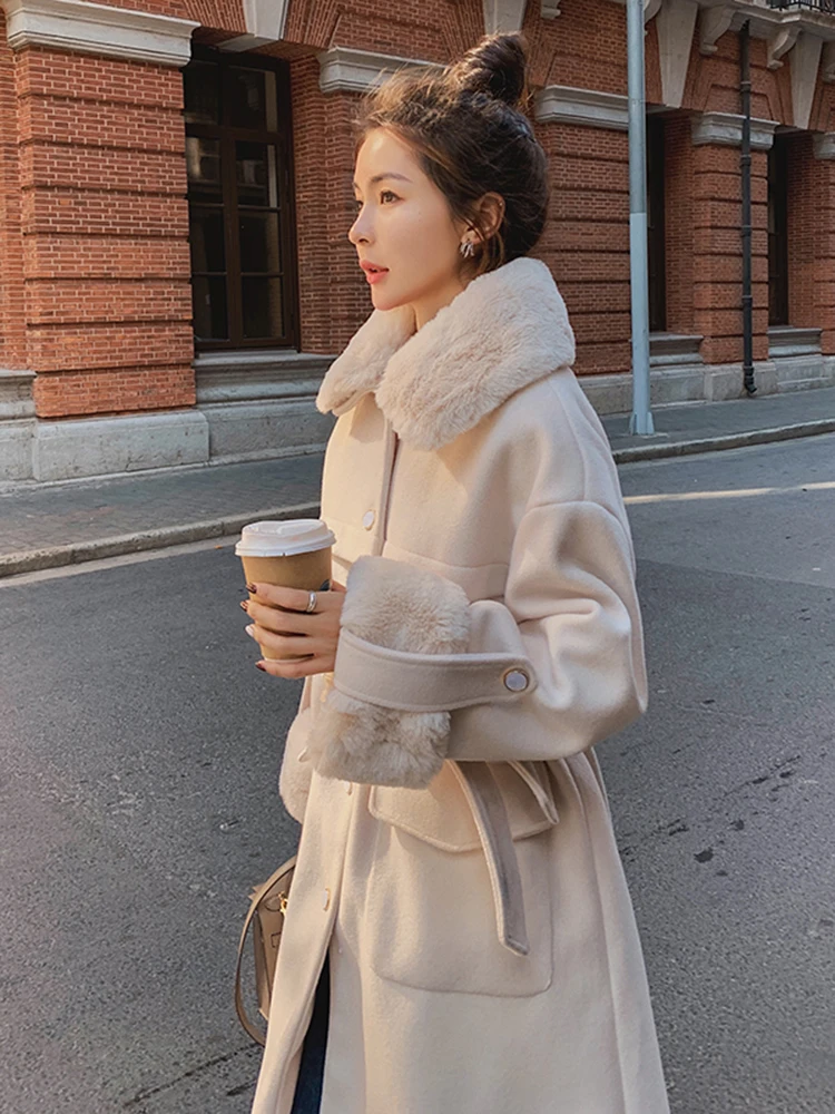 Новогоднее пальто красная шерстяная куртка женское новое осенне-зимнее