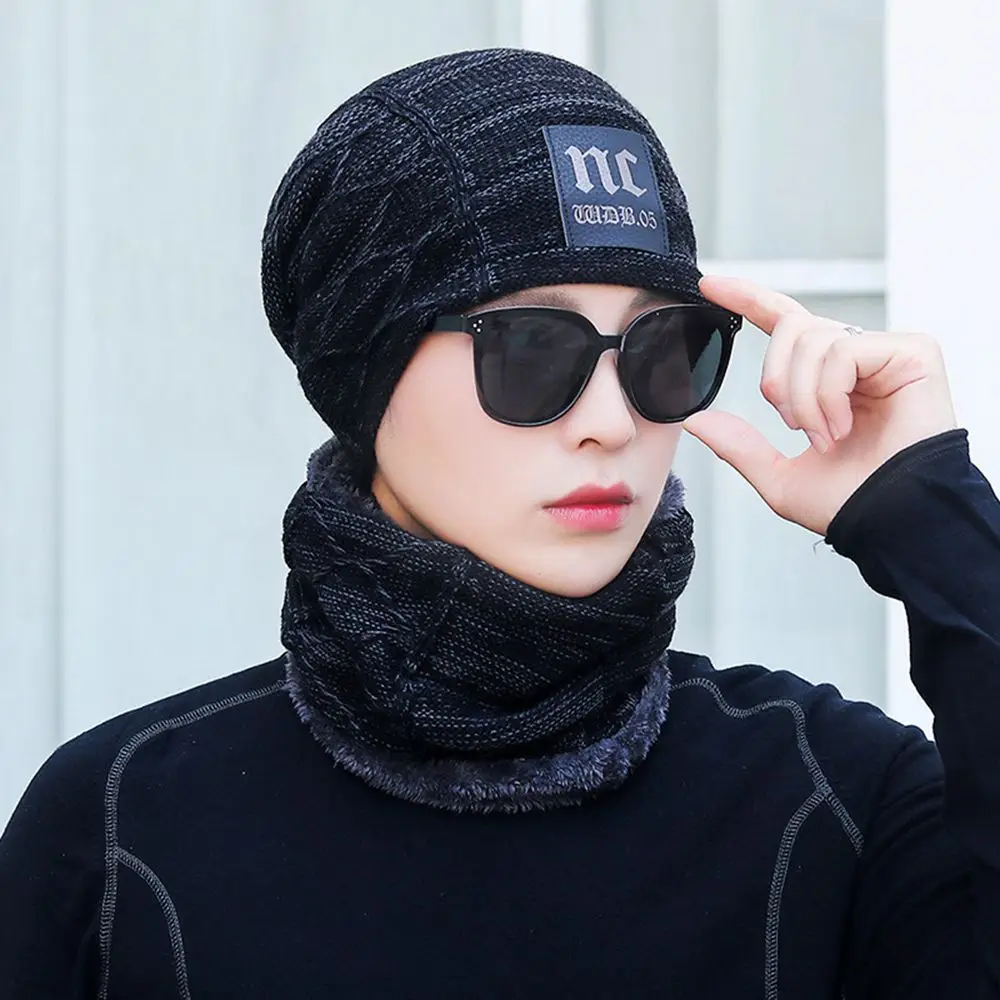 

Winter Warm Knitted Hat Cap and Scarf Set Windproof Hat Scarf Thickened Wool Hat Scarf 2 Pieces Soft Knitted Beanies Boys Girls