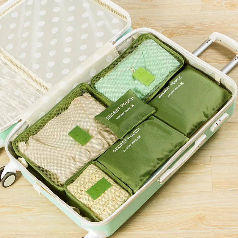 

6pcs 2023 New Korean Travel Storage Bag 6-piece Waterproof Clothes Organizer Bags 6-piece Solid Color Fashion Storage Bag