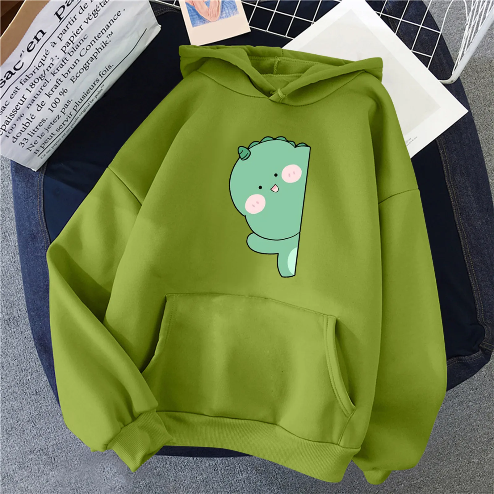 

Женский свободный пуловер с капюшоном и принтом, Повседневный свитер с длинным рукавом, свитер