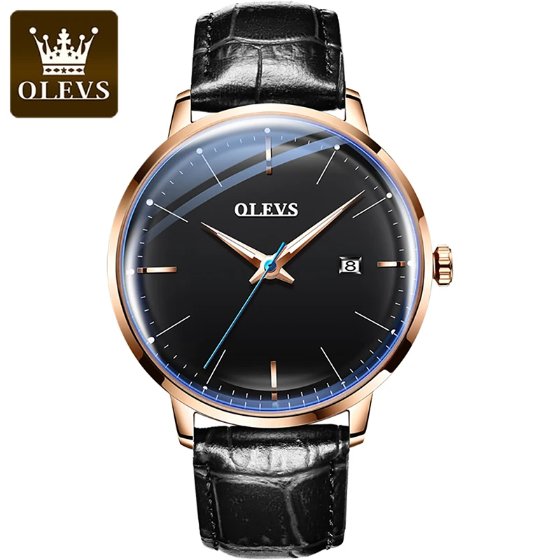 OLEVS 2023 New Automatic Mens Watches Top Brand Waterproof Luxury Men Mechanical Watch Leather Strap Luminous Hands Reloj 6609