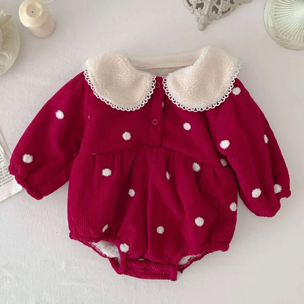 

Infant Baby Girls Winter Full Sleeve Polka Dot Outwear Jumpsuits Toddler Newborn Kids Overalls Bodysuits Cotton Sunsuit 0-24M