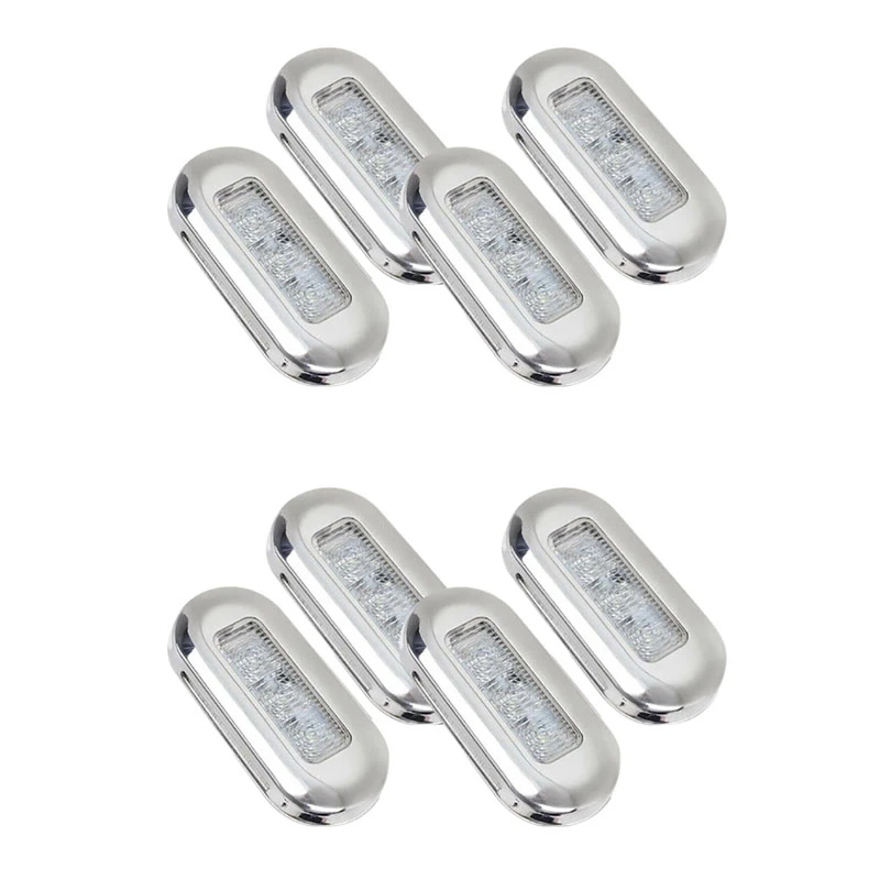 

8Pcs 12V Boat Marine Signal Lamp Clear Grade Large Waterproof LED Courtesy Lights Stair Deck Blue
