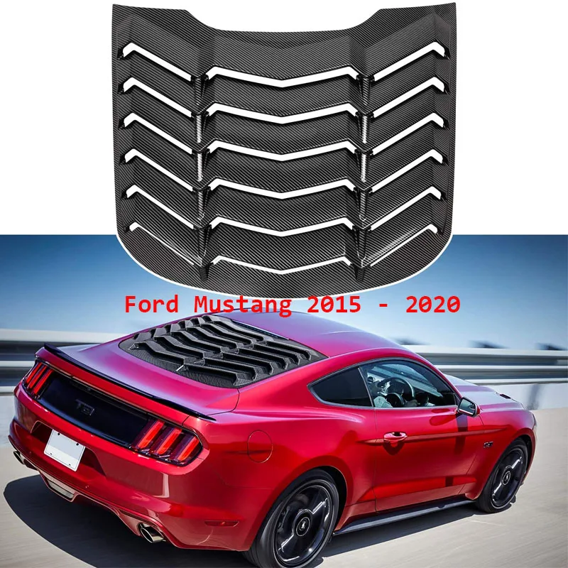 

Жалюзи для заднего стекла автомобиля для Ford Mustang 2015 - 2020 | Глянцевый черный чехол из АБС-пластика с текстурой из углеродного волокна, солнцезащитный козырек для лобового стекла