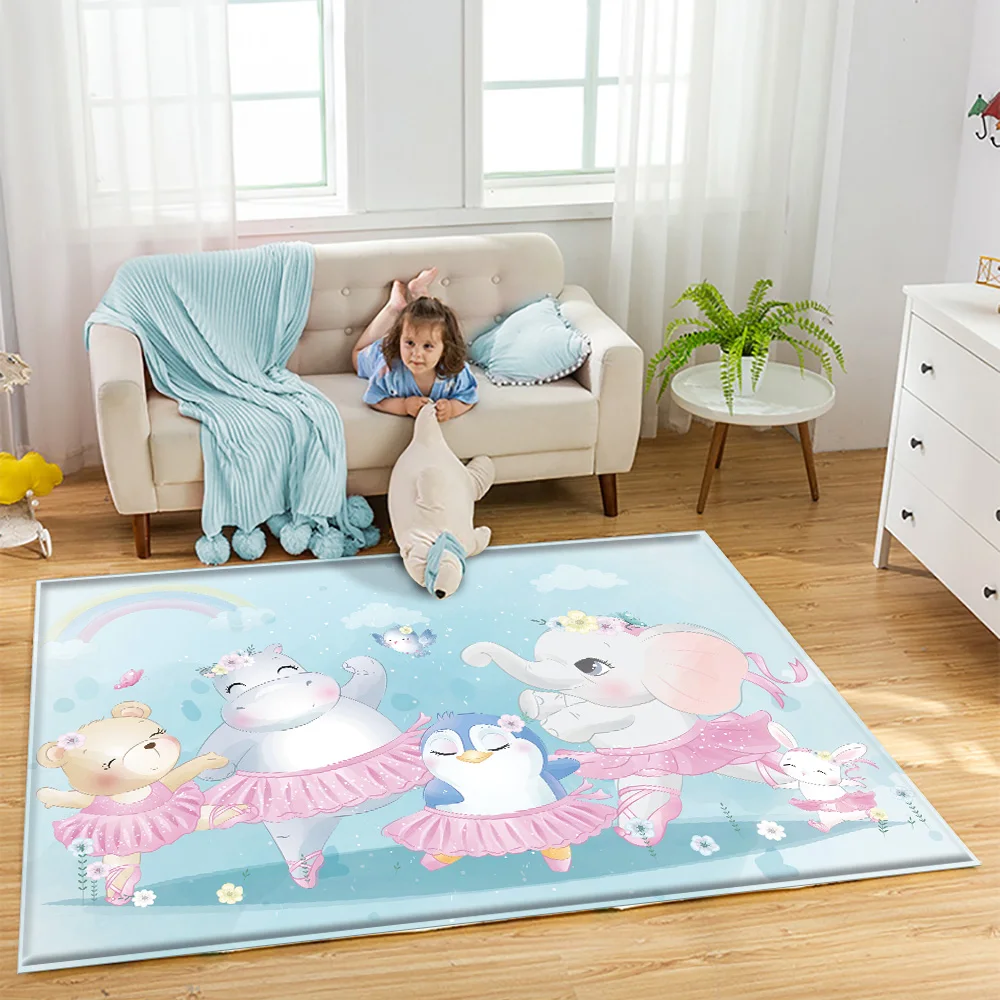 

Funny Animal Daquan Carpet Baby Hand Print Carpet Baby Play Mat Fashion Children Carpet Non-Slip Children Safety Flannel Carpet