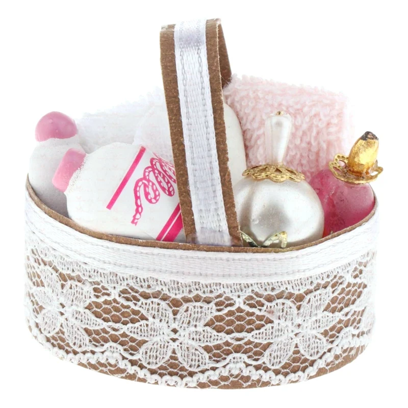

1/12 Dollhouse Miniature Bathroom Supplies Basket Set Bathroom Furniture Decorative Accessories