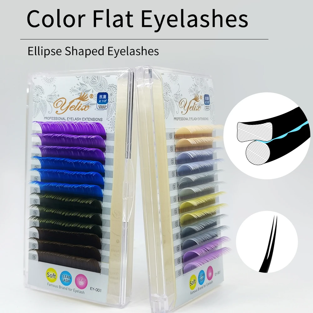 

HEALLOR Ellipse Flat Lashes Mix Color Cashmere Lash Extensions Super Soft Eyelash Extenton High Quality Make Up Fake Eyelashes