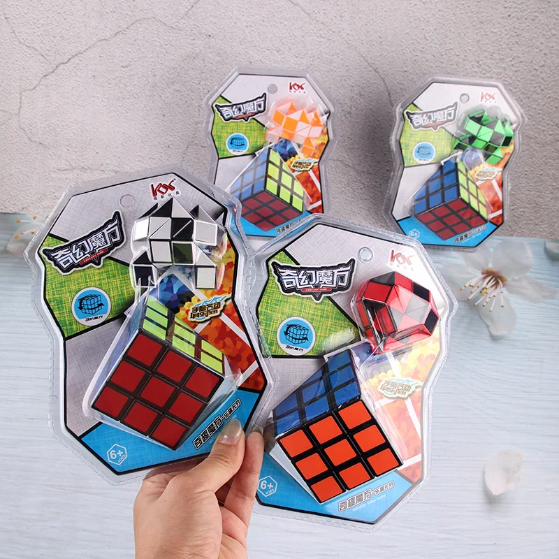 2 IN 1 Magic Cube with Ruler Kids Set Packing Gift for Hand Learning Challenge Snake Puzzle Game |