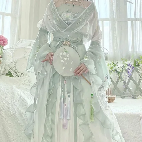 Solredo Женское зелёное ханьфу платье