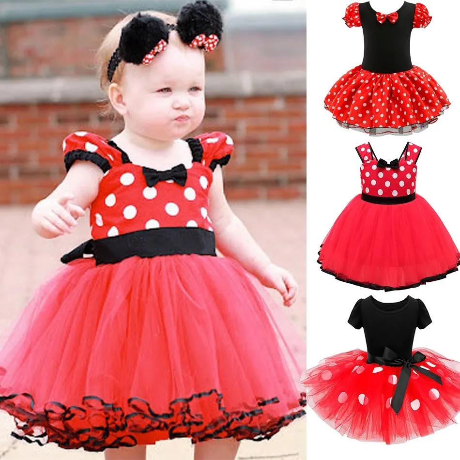 

1-6 Year Baby Girl Dress Toddler Kids Minnie Dots Dress Mickey Costume Children Carnival Birthday Party Clothes Girl Tutu Dress