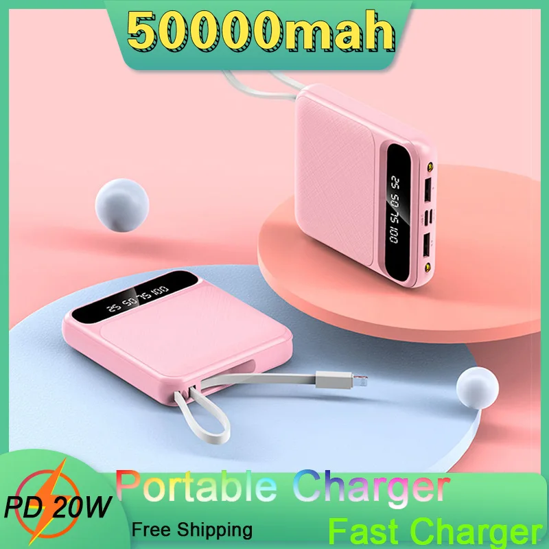 

50000mAh Portable High Capacity Power Bank PD 20W Fast Charging with Double Usb External Battery Charger For Xiaomi IPhone