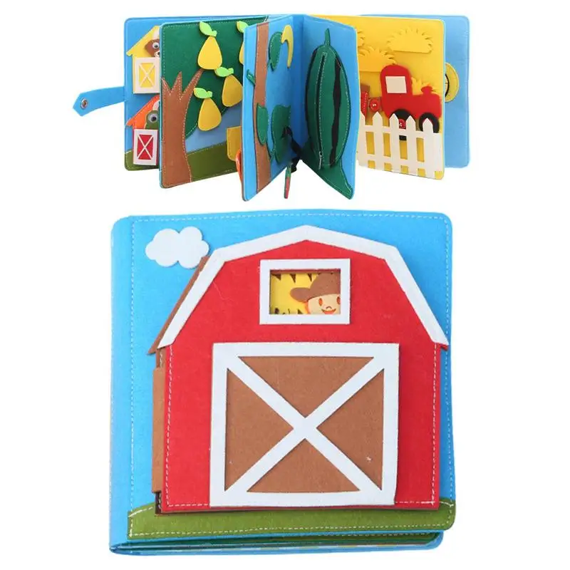 

Toddlers Montessori Toys BusyBoard Farm Animal Scene Storytelling Activity Toy Book Felt Activity Educational Sensory Toy