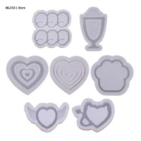 super shiny heart cup shape keychain resin molds diy epoxy silicone molds keychain molds wing claw clay moulds pendant