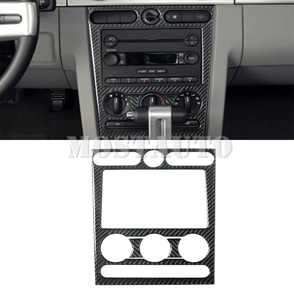 

For Ford Mustang Soft Carbon Fiber Interior Center Console AC Air Conditioner CD Panel Trim Cover 2005-2009 3pcs （2 Color）