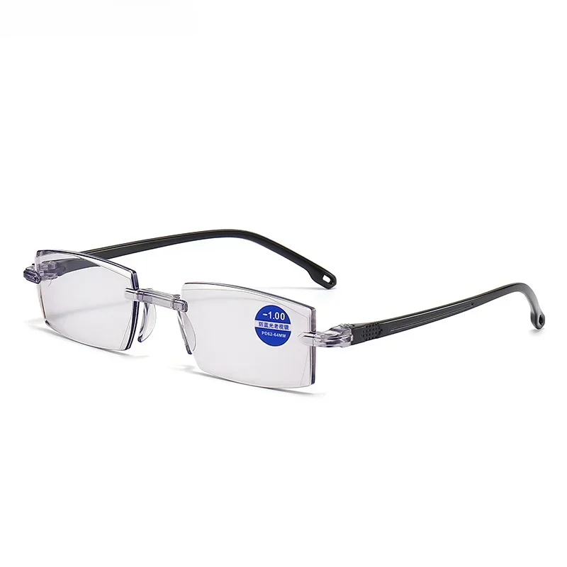 Квадратные очки для близорукости женщин и мужчин модные безрамные огранки по