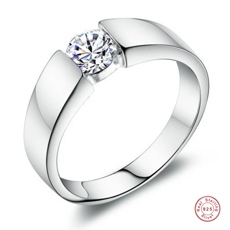 

Sterling Silver Round Wedding Ring Cubic Zirconia Ring Plated Platinum Women Jewelry