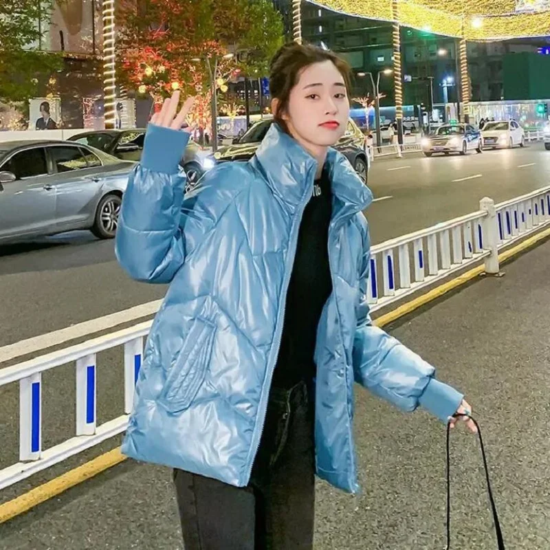 2021 Student Winter Jacket High Quality Stand-callor Coat Women Red Black Fashion Jackets Warm Woman Xmas Clothing Casual Parkas