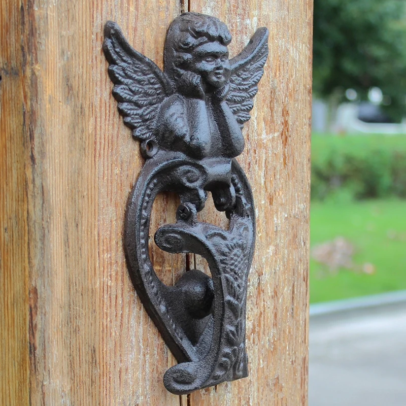 

Устройство для дверей, металлическое, Чугунное, с крыльями, ангелом, хрумиком, для украшения для калитки, для старинного дома, 2 шт.