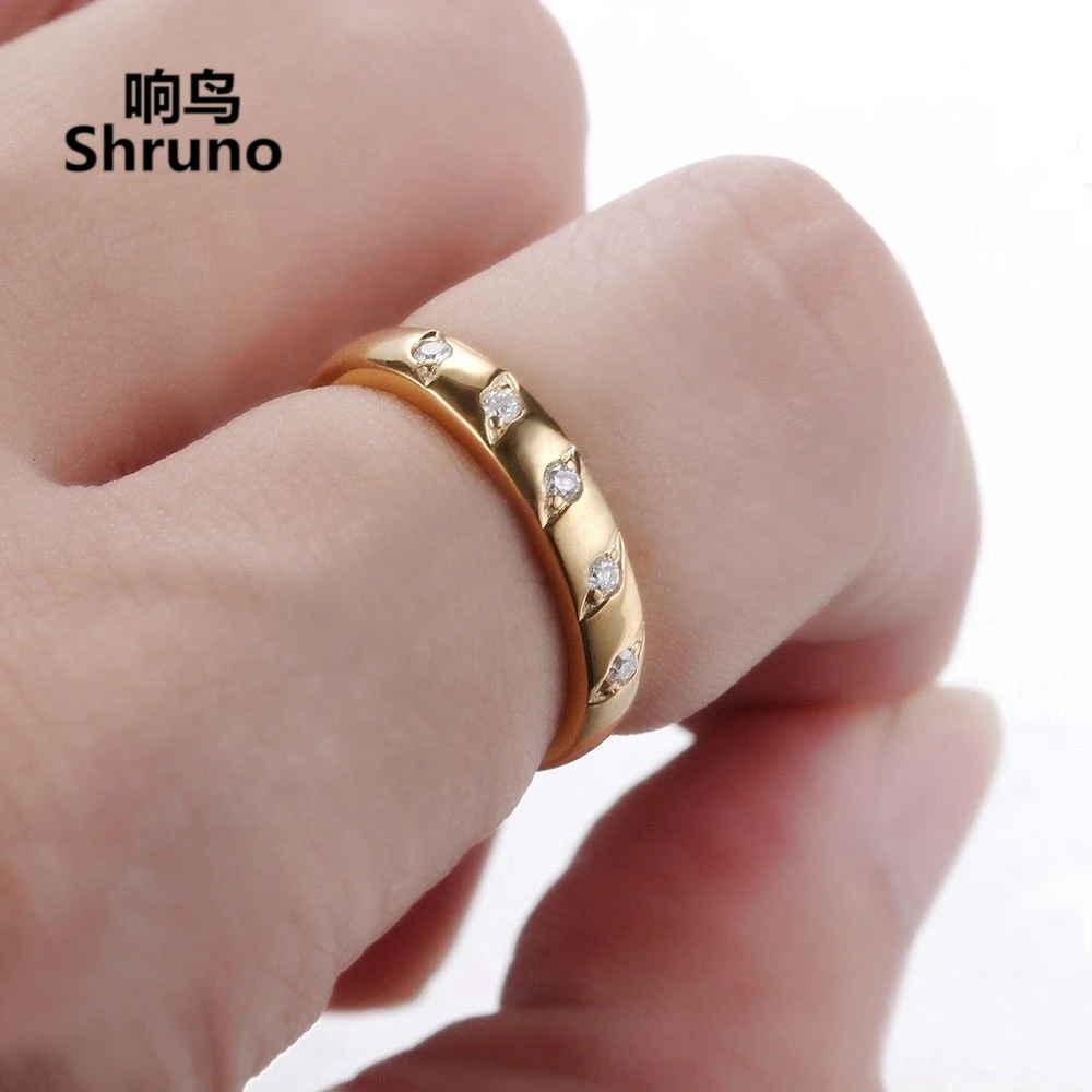 Женское кольцо Shruno из желтого золота 14 к au585 пробы с натуральными бриллиантами SI/H