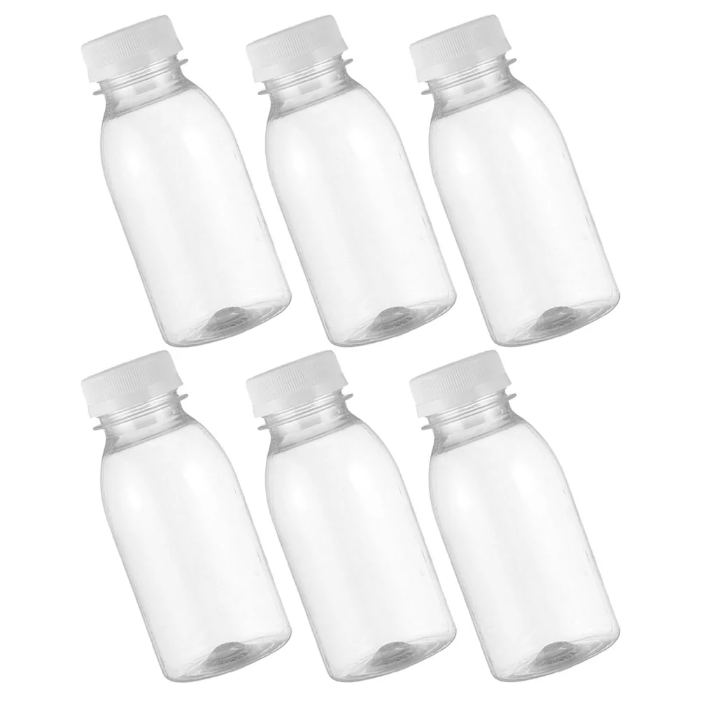 

6 Pcs Milk Bottle Mini Juice Bottles Reusable Small Plastic Lids Glass Water Empty Drink Container