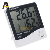 LCD Electronic Digital Temperature Humidity Meter Indoor Outdoor Thermometer Hygrometer Weather Station Clock HTC-1