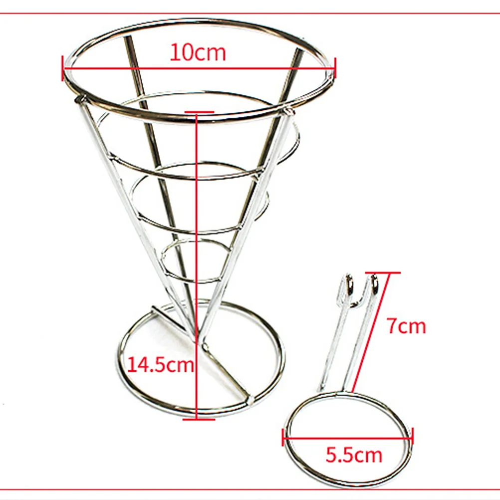 

Holder Fry Wire Stand French Holders Cone Chips Basket Fries Food Metal Stands Serving Appetizer Snack Sauce Display Baskets