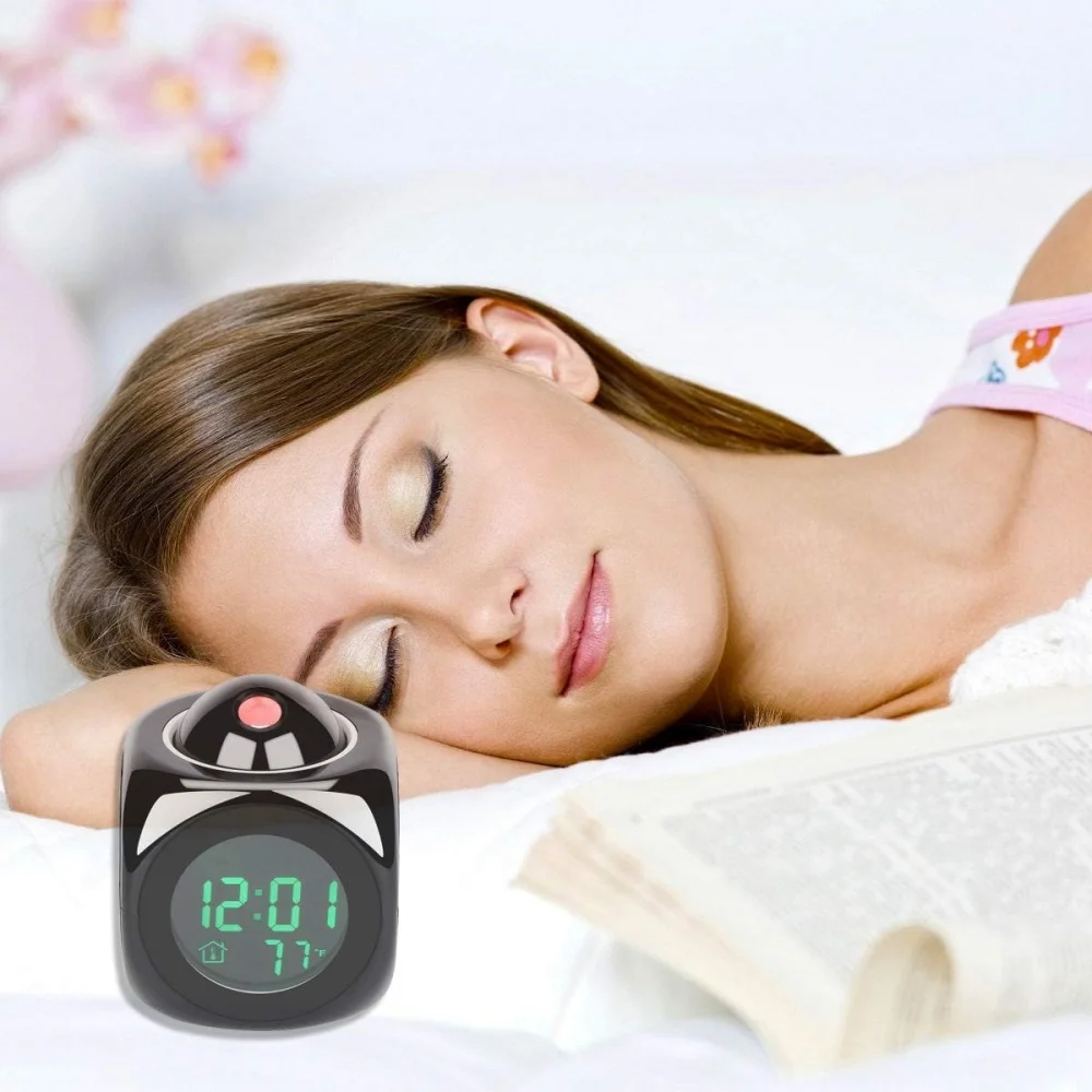 Проекционный будильник с батареей AAA